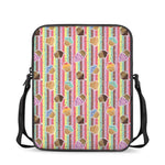 Pastel Striped Cupcake Pattern Print Rectangular Crossbody Bag