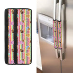Pastel Striped Cupcake Pattern Print Refrigerator Handle Covers