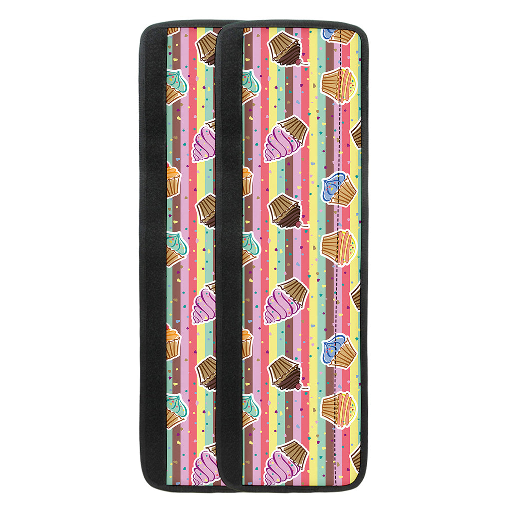 Pastel Striped Cupcake Pattern Print Refrigerator Handle Covers