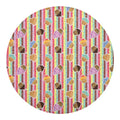 Pastel Striped Cupcake Pattern Print Round Blanket