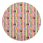 Pastel Striped Cupcake Pattern Print Round Blanket