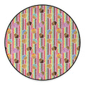 Pastel Striped Cupcake Pattern Print Round Floor Mat