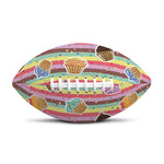 Pastel Striped Cupcake Pattern Print Rugby Ball