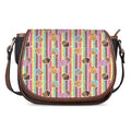 Pastel Striped Cupcake Pattern Print Saddle Bag