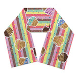 Pastel Striped Cupcake Pattern Print Scarf