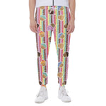 Pastel Striped Cupcake Pattern Print Scuba Joggers
