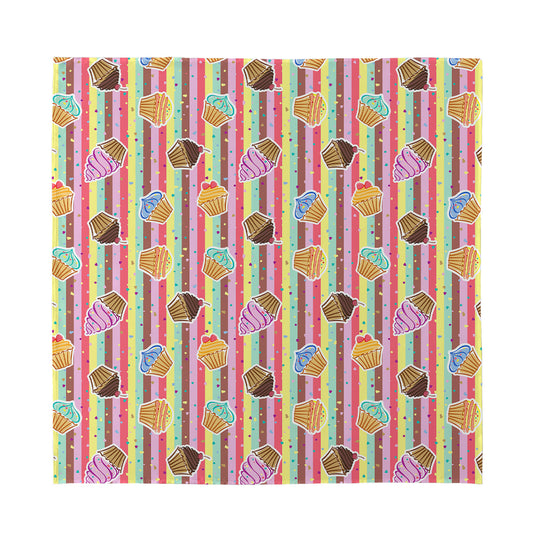 Pastel Striped Cupcake Pattern Print Silk Bandana