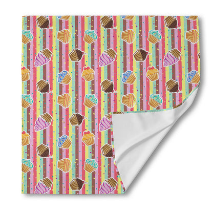 Pastel Striped Cupcake Pattern Print Silk Bandana