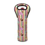 Pastel Striped Cupcake Pattern Print Single Neoprene Wine Tote