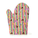 Pastel Striped Cupcake Pattern Print Single Oven Mitt