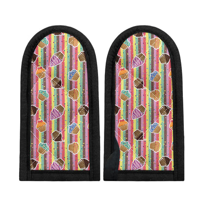 Pastel Striped Cupcake Pattern Print Skillet Handle Cover