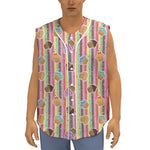 Pastel Striped Cupcake Pattern Print Sleeveless Baseball Jersey