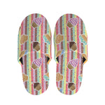 Pastel Striped Cupcake Pattern Print Slippers