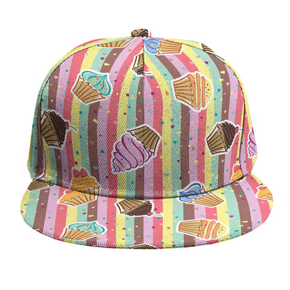 Pastel Striped Cupcake Pattern Print Snapback Cap