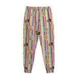 Pastel Striped Cupcake Pattern Print Sweatpants