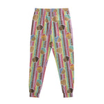 Pastel Striped Cupcake Pattern Print Sweatpants