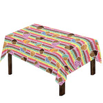 Pastel Striped Cupcake Pattern Print Tablecloth