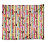 Pastel Striped Cupcake Pattern Print Tapestry