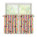 Pastel Striped Cupcake Pattern Print Tier Curtains