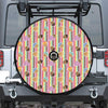 Pastel Striped Cupcake Pattern Print Tire Cover With Camera Hole