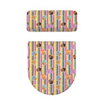 Pastel Striped Cupcake Pattern Print Toilet Lid And Tank Cover Set