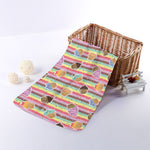 Pastel Striped Cupcake Pattern Print Towel