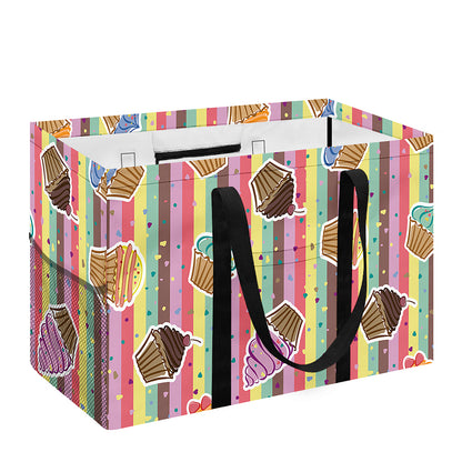Pastel Striped Cupcake Pattern Print Utility Tote Bag