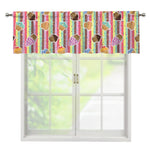 Pastel Striped Cupcake Pattern Print Window Valance