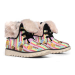 Pastel Striped Cupcake Pattern Print Winter Boots