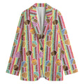 Pastel Striped Cupcake Pattern Print Women's Blazer