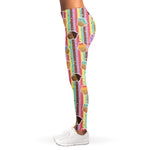 Pastel Striped Cupcake Pattern Print Women's Leggings