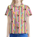 Pastel Striped Cupcake Pattern Print Women's Polo Shirt