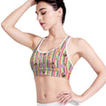 Pastel Striped Cupcake Pattern Print Women's Sports Bra