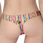 Pastel Striped Cupcake Pattern Print Women's Thong