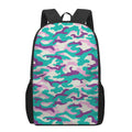 Pastel Teal And Purple Camouflage Print 17 Inch Backpack