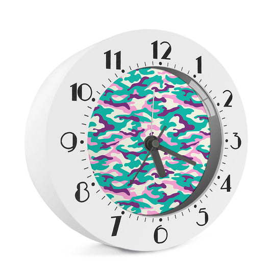Pastel Teal And Purple Camouflage Print Alarm Clock