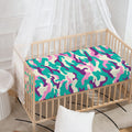 Pastel Teal And Purple Camouflage Print Baby Crib Sheet
