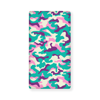 Pastel Teal And Purple Camouflage Print Baby Crib Sheet