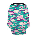 Pastel Teal And Purple Camouflage Print Baby Seat Cover