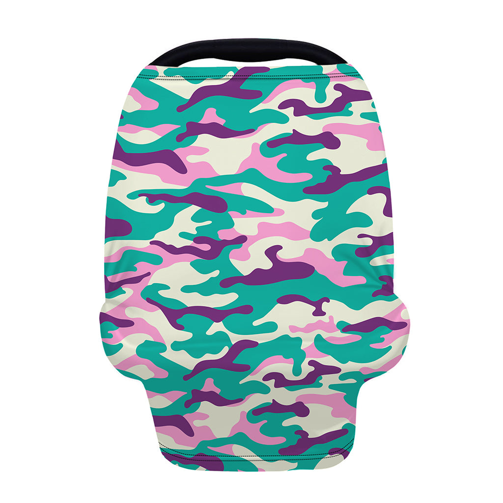 Pastel Teal And Purple Camouflage Print Baby Seat Cover