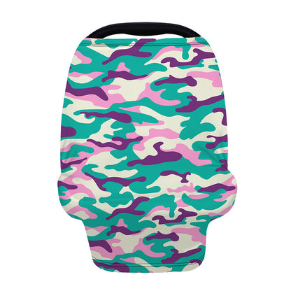 Pastel Teal And Purple Camouflage Print Baby Seat Cover