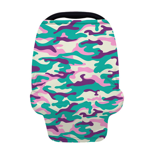 Pastel Teal And Purple Camouflage Print Baby Seat Cover
