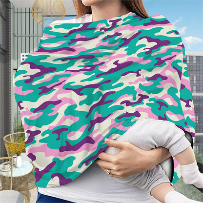 Pastel Teal And Purple Camouflage Print Baby Seat Cover