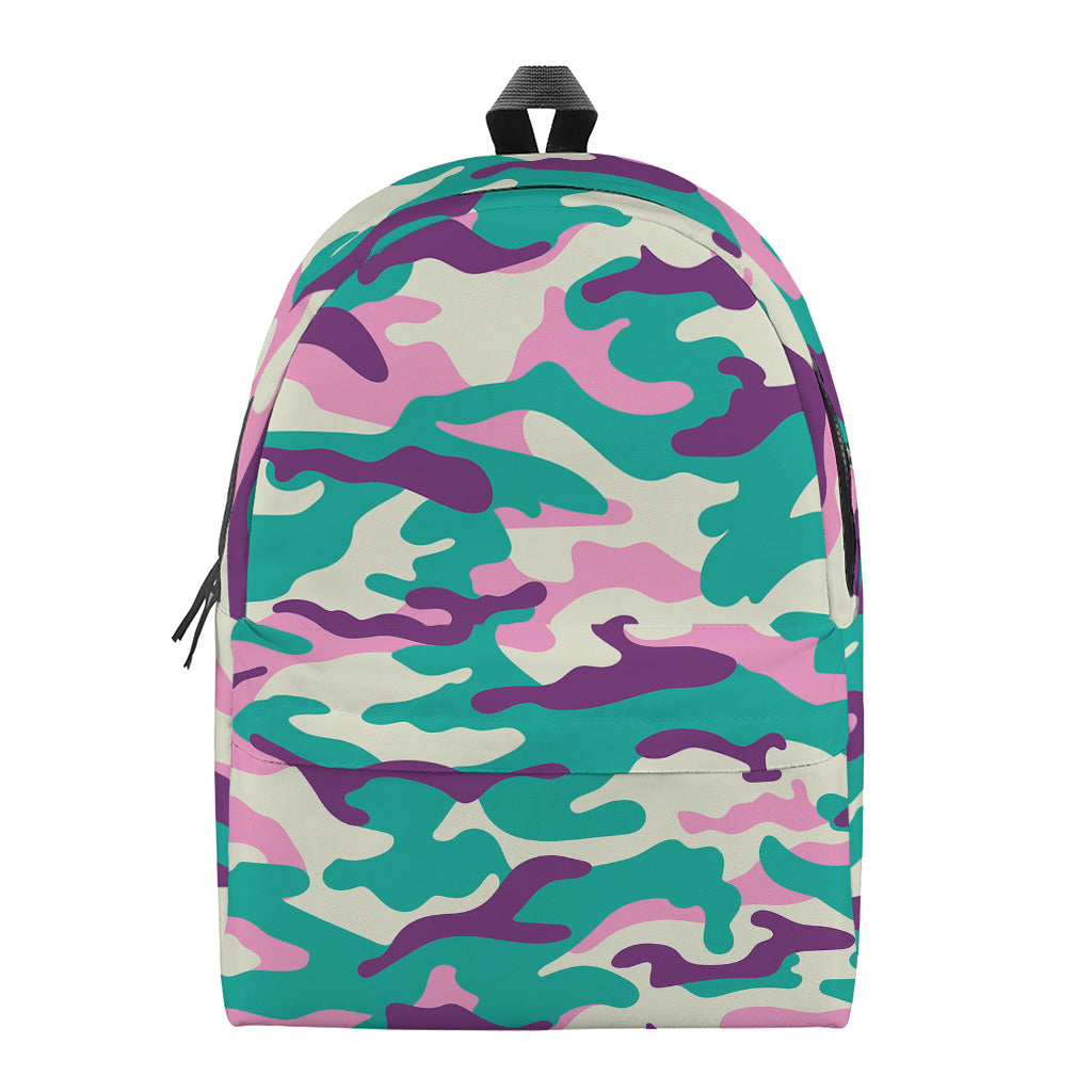 Pastel Teal And Purple Camouflage Print Backpack