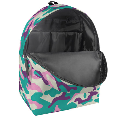 Pastel Teal And Purple Camouflage Print Backpack