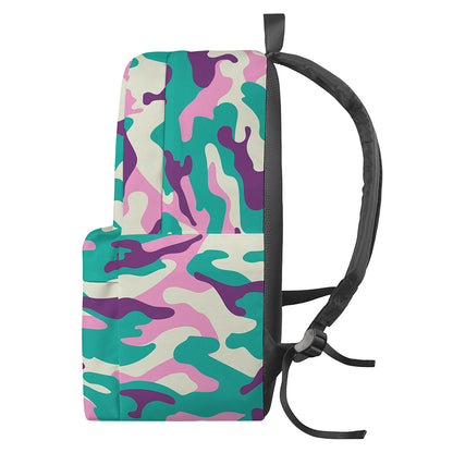Pastel Teal And Purple Camouflage Print Backpack