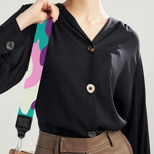 Pastel Teal And Purple Camouflage Print Bag Strap