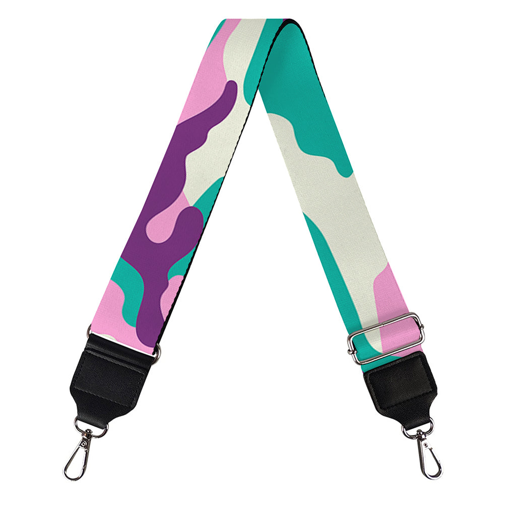 Pastel Teal And Purple Camouflage Print Bag Strap