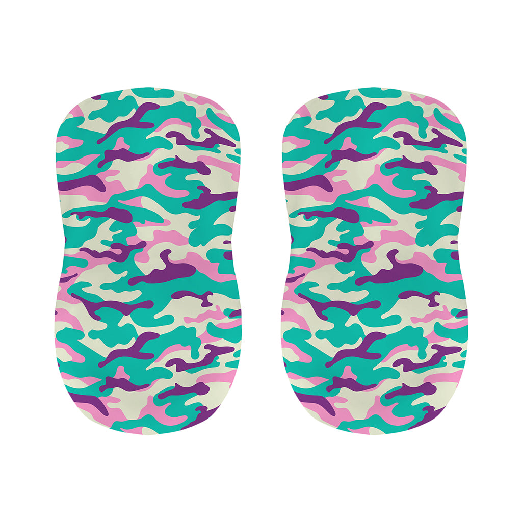 Pastel Teal And Purple Camouflage Print Bar Stool Covers