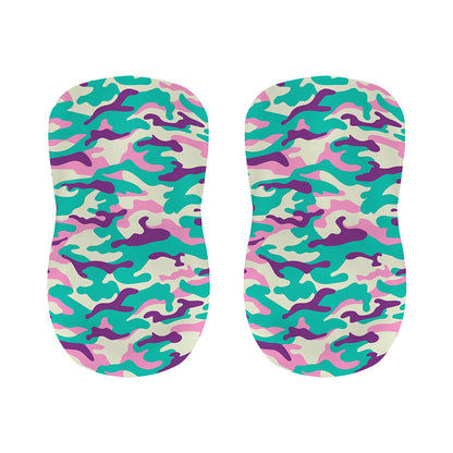 Pastel Teal And Purple Camouflage Print Bar Stool Covers